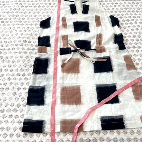 Anthropologie The Odells Yarn-Dyed Henley Shirt Dress Ikat Print Navy Small - Picture 16 of 17